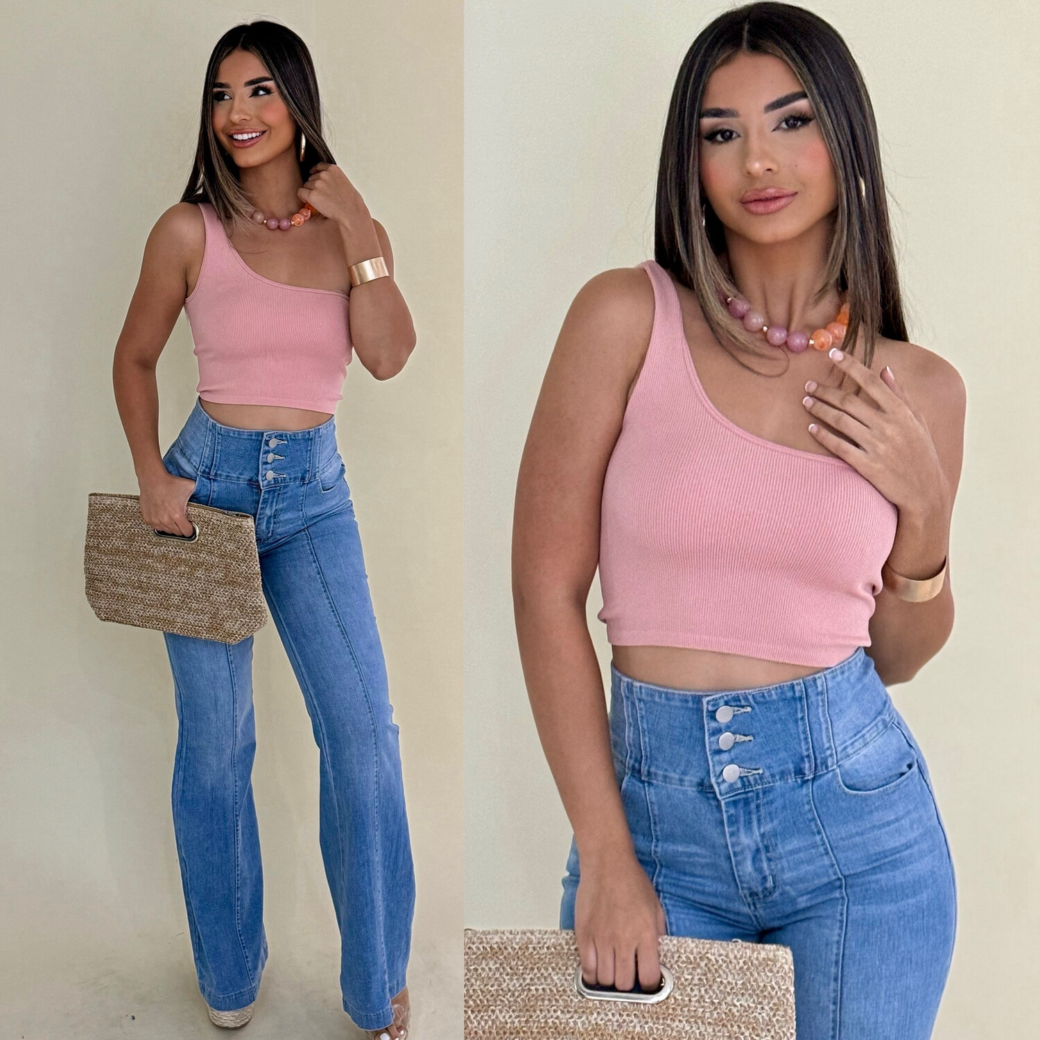 Dusty Pink One shoulder Top (One Size)