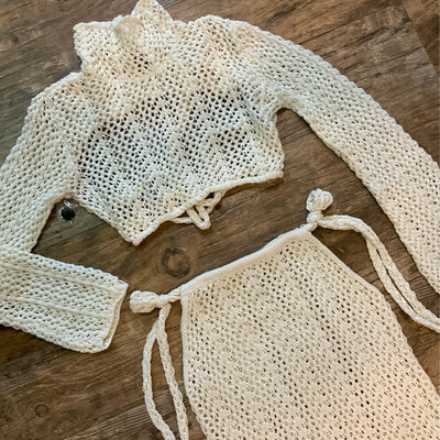 Ivory Crochet Cover Up Set
