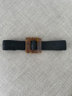 Black Raffia Spandex Belt