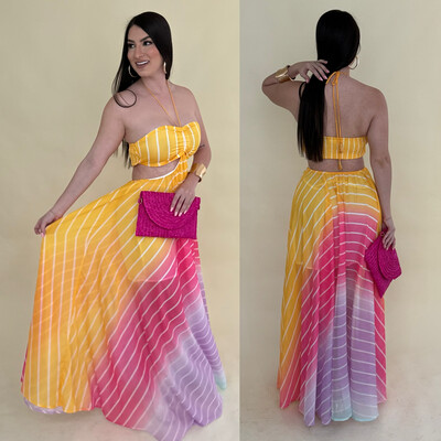 Colorful Cut Out Maxi Dress