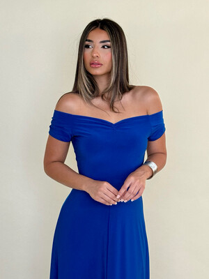 Sofía Royal Blue Off Shoulder Maxi Dress By Pía
