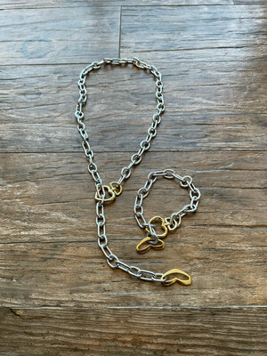 Gold and Silver Heart Chain Set