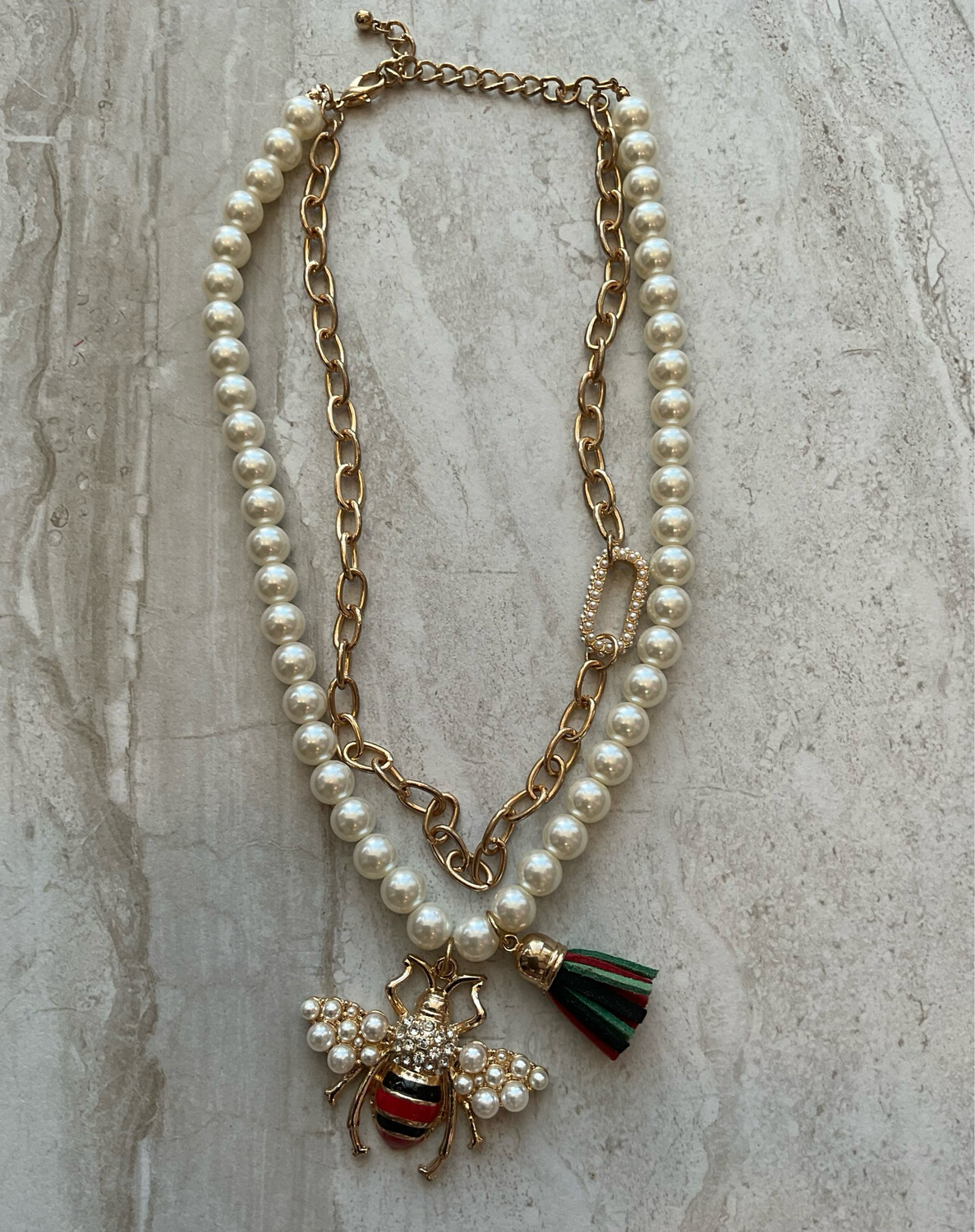 Pearl Beetle Necklace