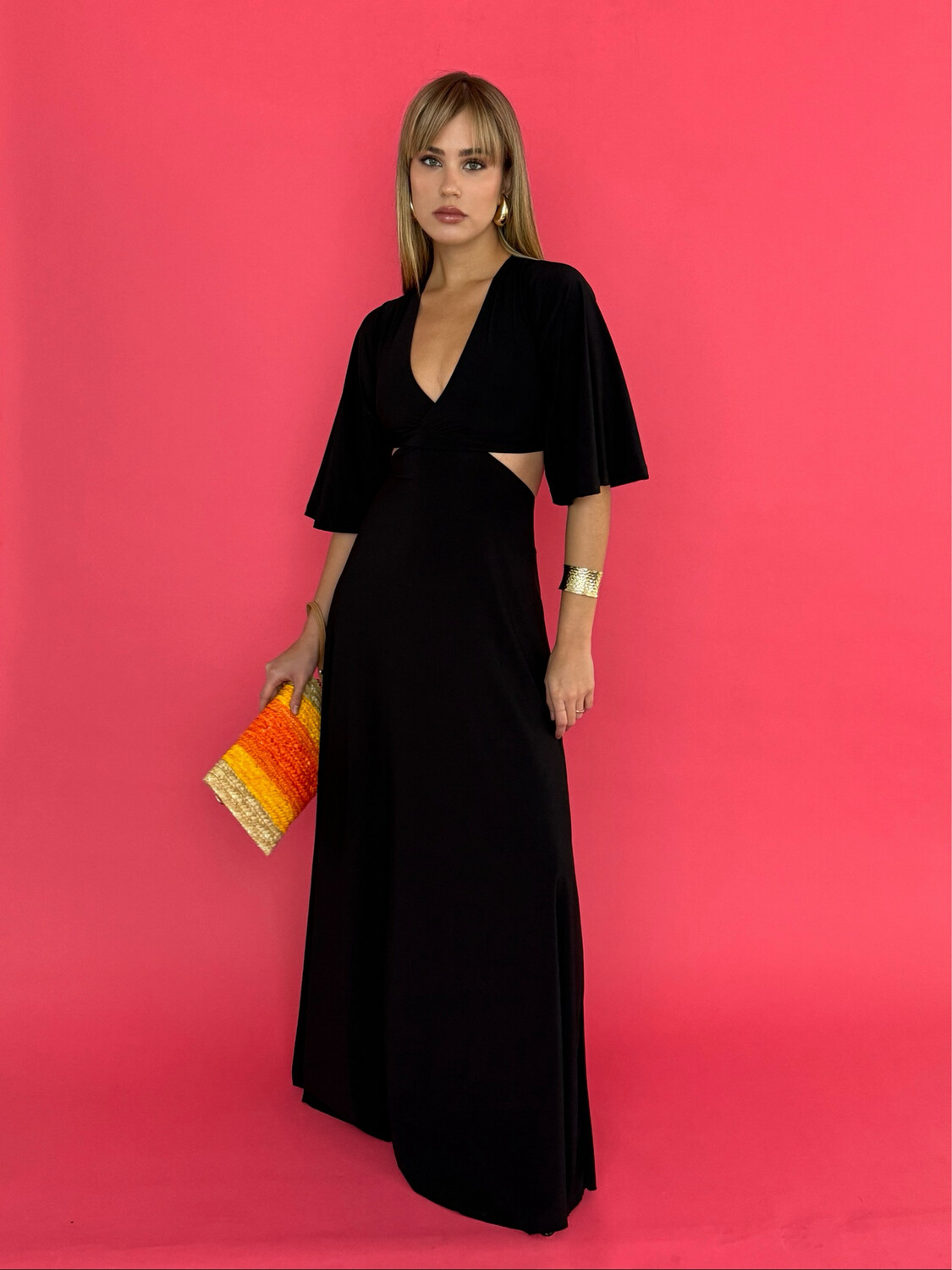 Black Cut Out Maxi Dress By Pía, Size: Small