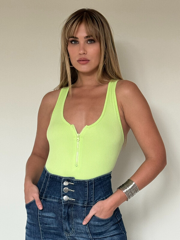 Lime Zipper Bodysuit (One Size)