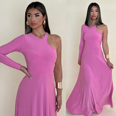 Pink One Shoulder Maxi Dress By Pía
