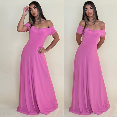 Pink Off Shoulder Maxi Dress By Pía