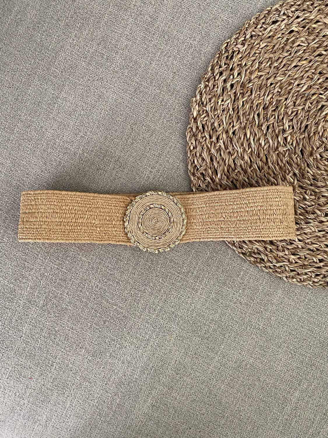 Nude Raffia Spandex Belt