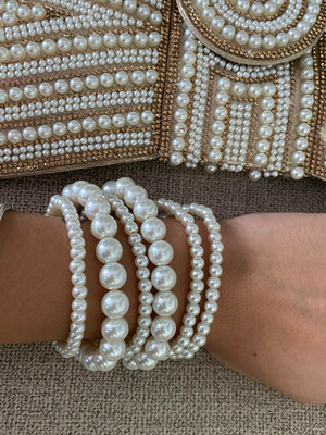 White Pearl Layered Bracelets
