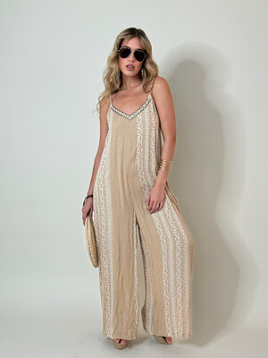 Latte Boho Embroidery Jumpsuit (one size)