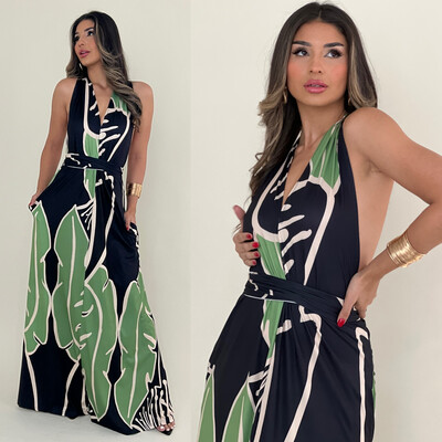 Olive Abstract Maxi Dress
