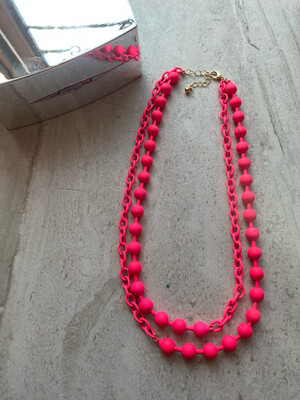 Matte Hot Pink Bead Necklace