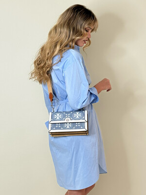 Tori Taupe Blue Crossbody Handbag