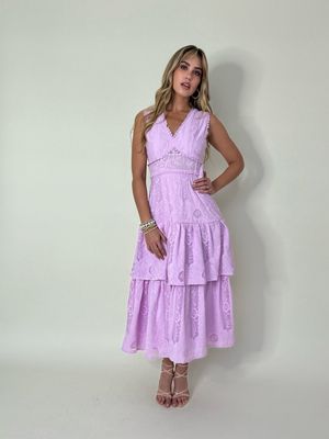 Lavender Lace Midi Dress