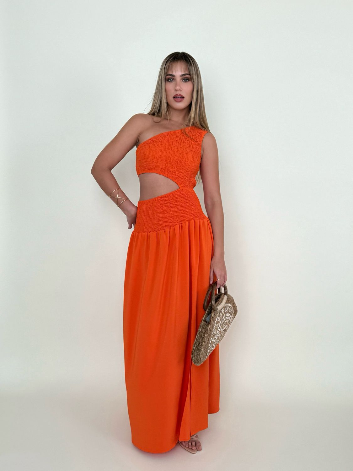 Naranja One Shoulder Maxi Dress
