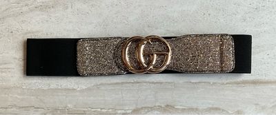 Black Gold Glitter GG Spandex Belt