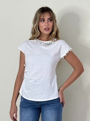 White Bejeweled Blouse