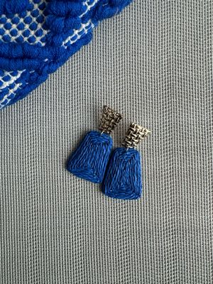 Blue Straw Earrings