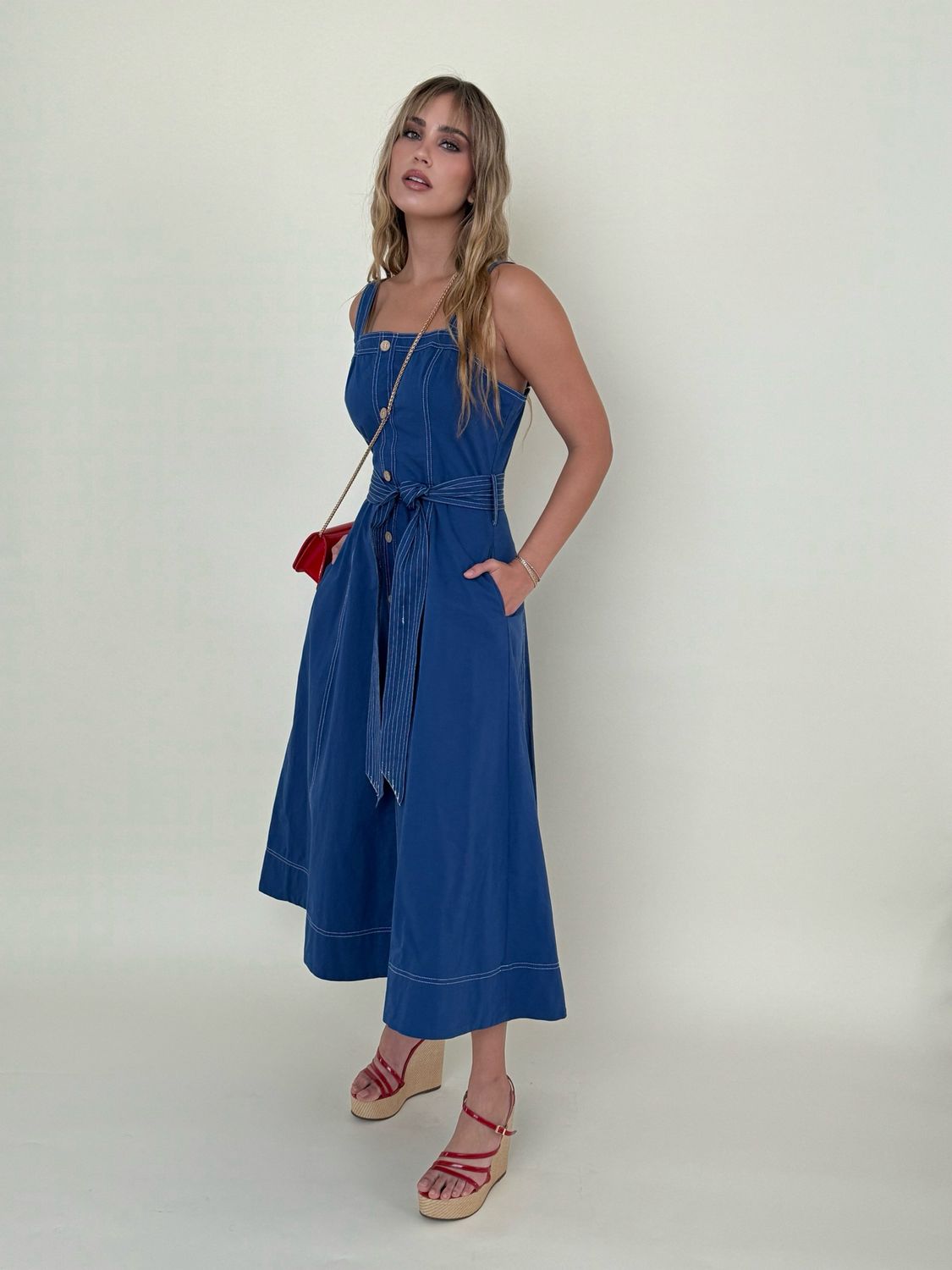 Veronica Blue Denim Midi Dress