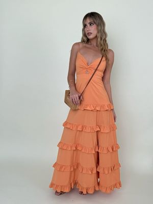 Tangerine Ruffles Maxi Dress