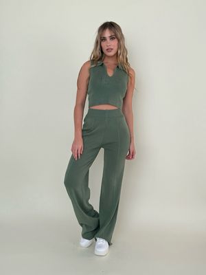 Marianna Army Green Top & Pants Set