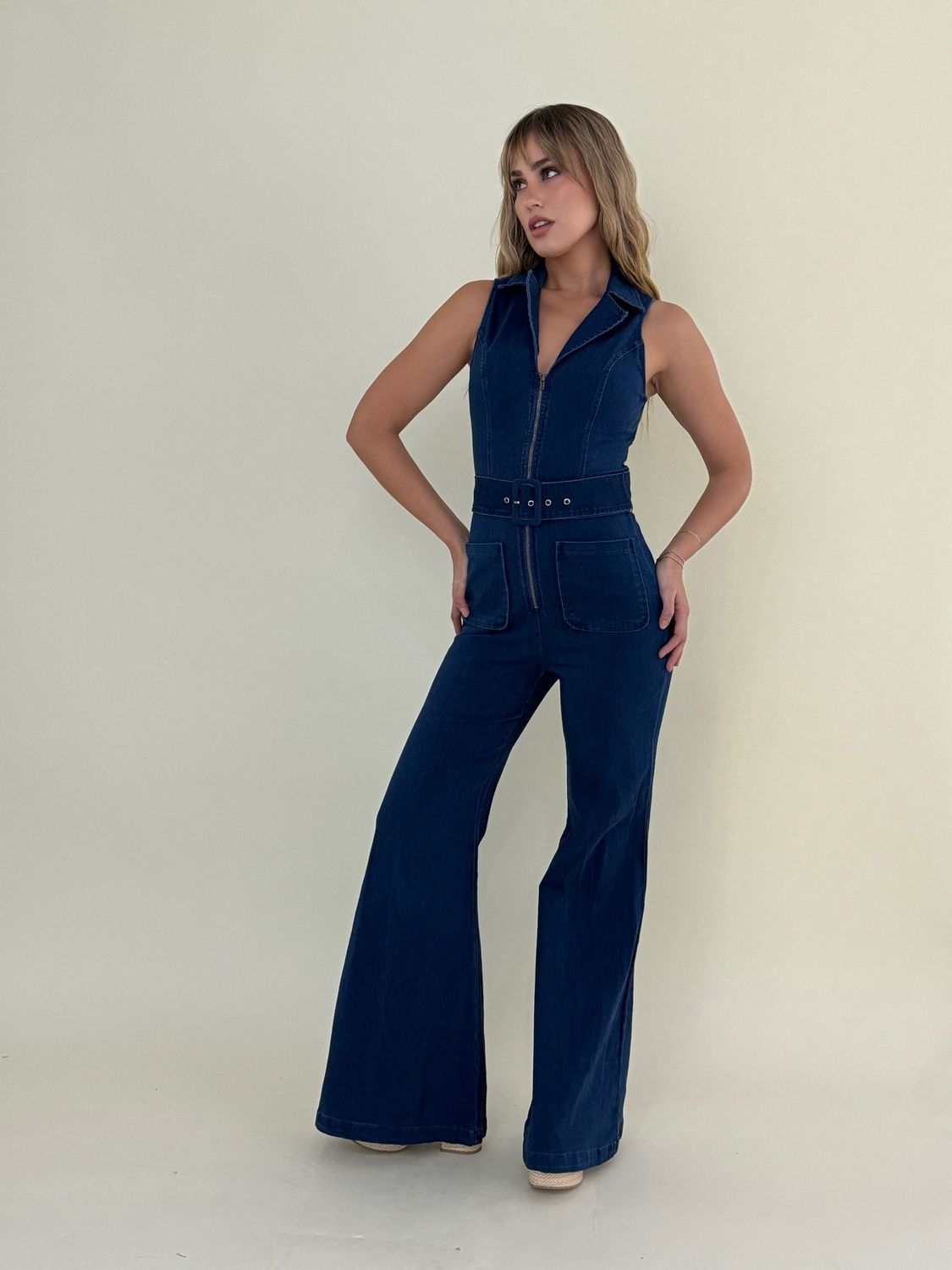 Dark Denim Stretch Jumpsuit