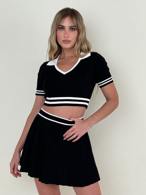 Tennis Black And White Skirt Set