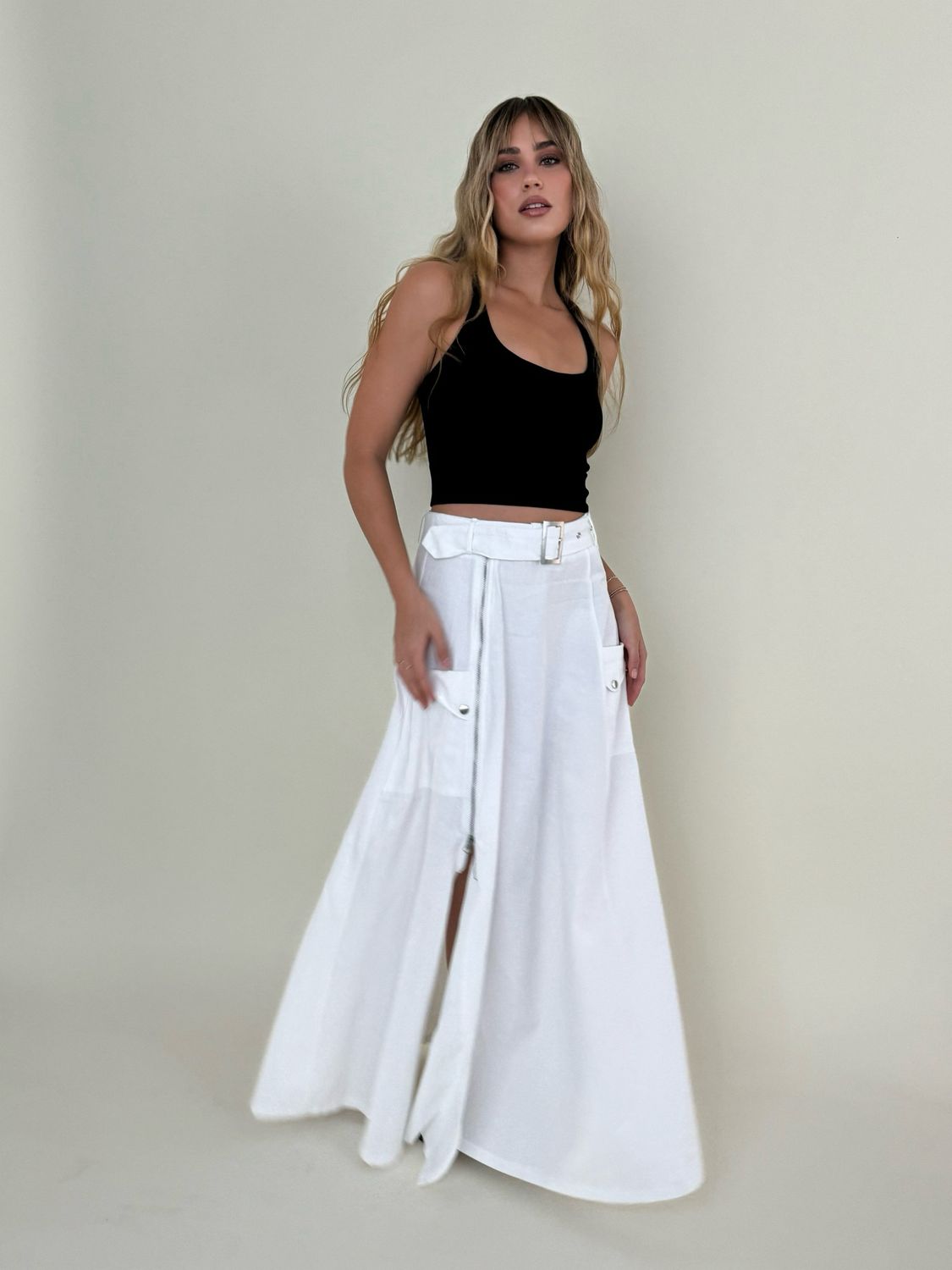 White Maxi Cargo Skirt