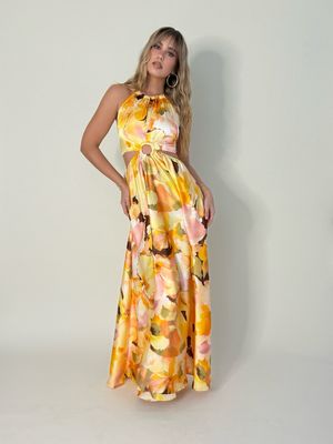 Yellow Flowers Maxi Dress