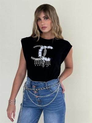 Coco Channel Inspired Black Top
