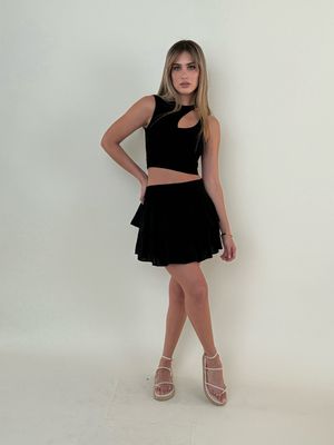 Black Ruffles Mini Skirt