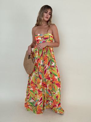 Strapless Pleated Colorful Jumpsuit