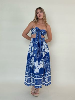 Tropi Blue Top & Full Skirt Set