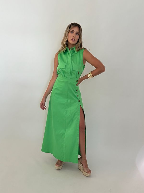 Aniston Green Top & Skirt Set