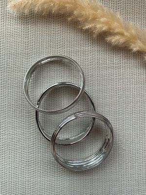 Silver Liquid Texture Bracelet Set
