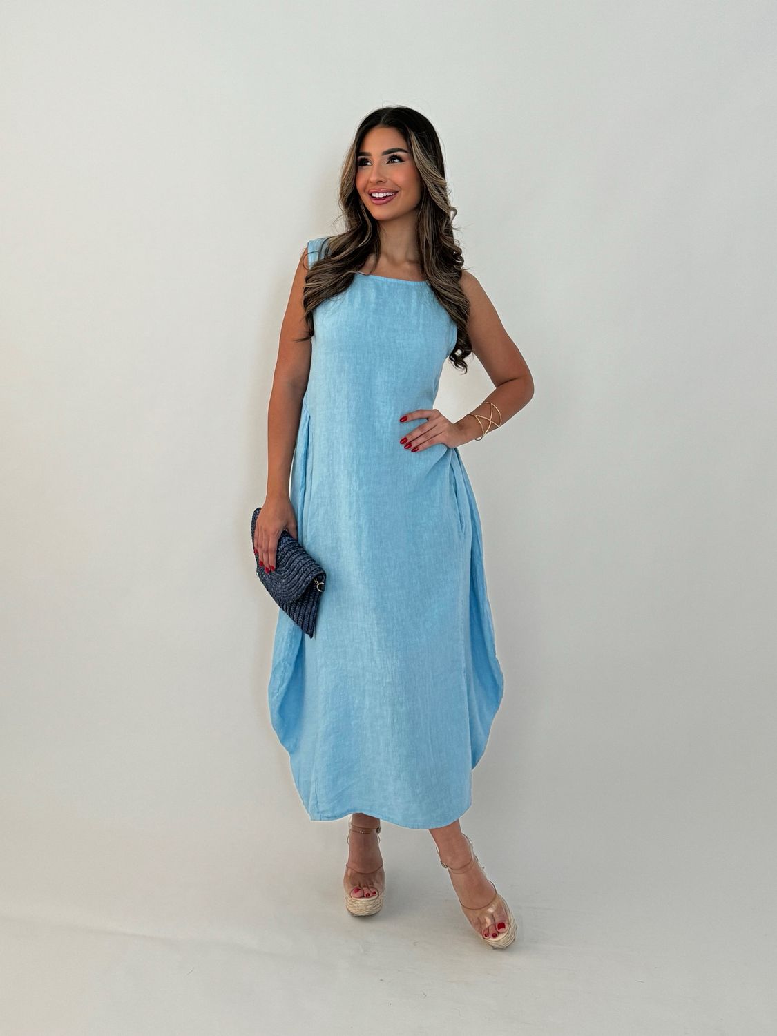 Baby Blue Linen Tunic Dress