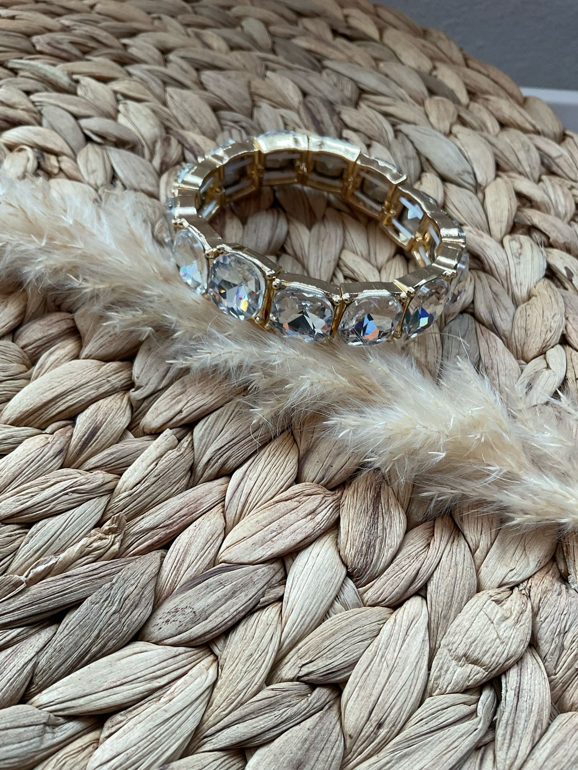 Silver Bejeweled Spandex Bracelet