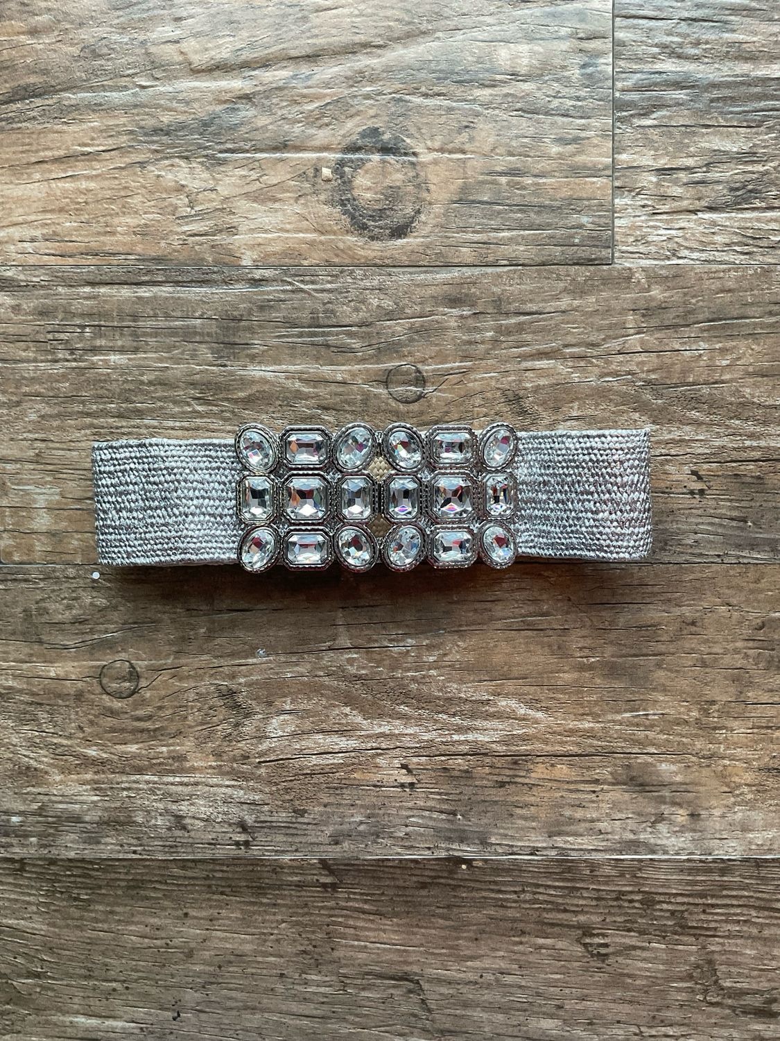 Silver Rhinestone Plus Size Spandex Belt