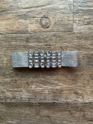 Silver Rhinestone Plus Size Spandex Belt