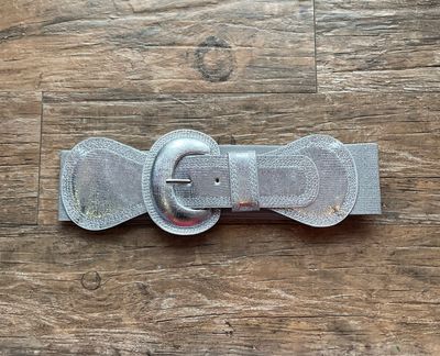 Silver Double Buckle Plus Size Spandex Belt