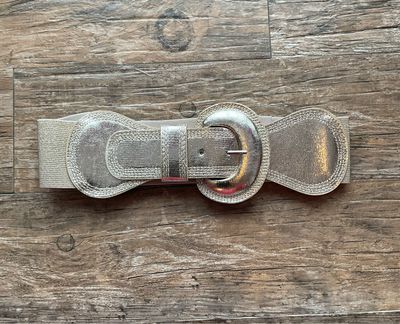 Gold Double Buckle Plus Size Spandex Belt