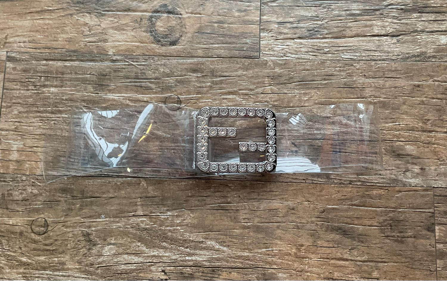 Silver Clear Rhinestone Fendi Inspired Belt