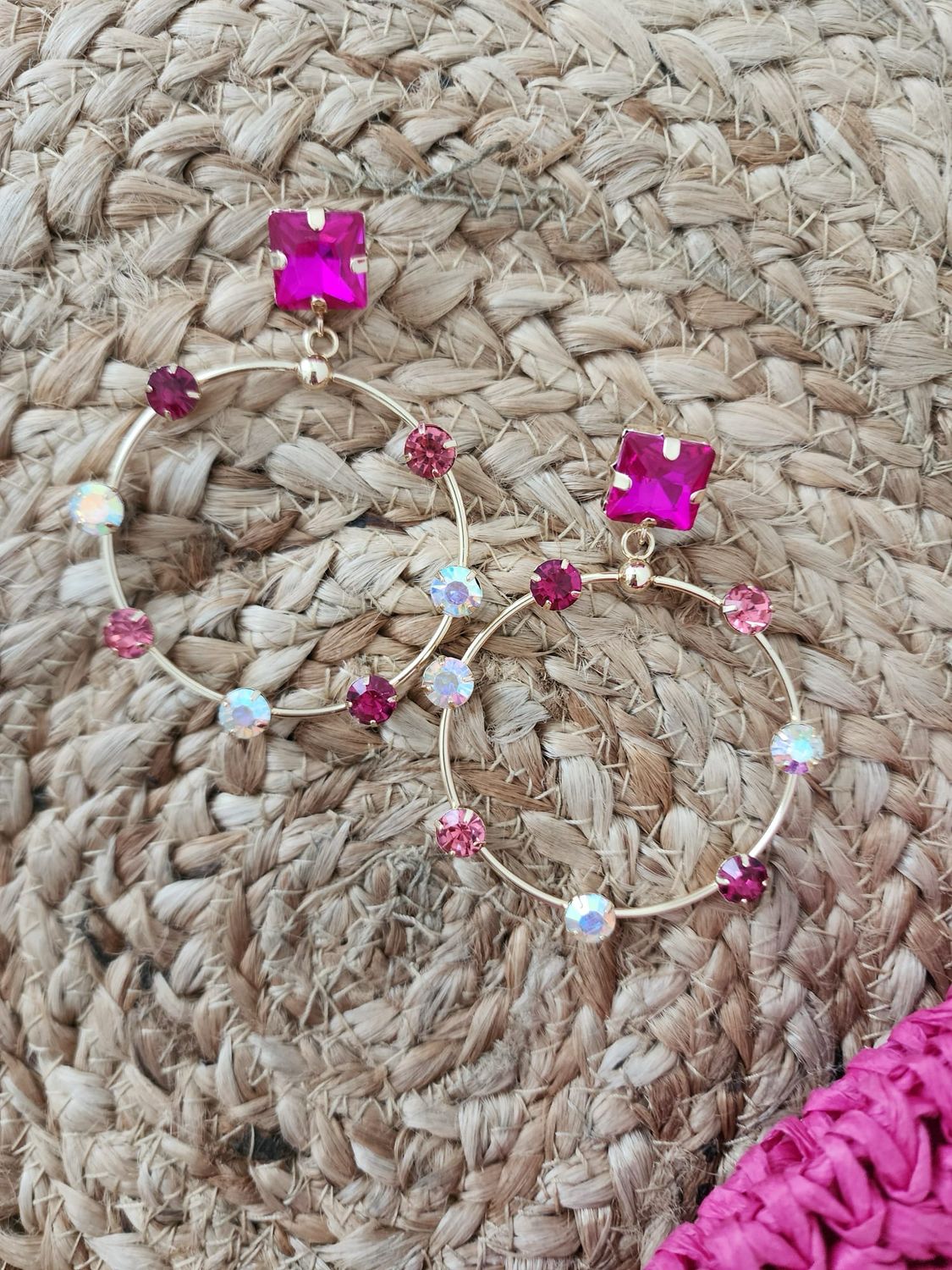 Fuchsia Iridescent Stone Hoop