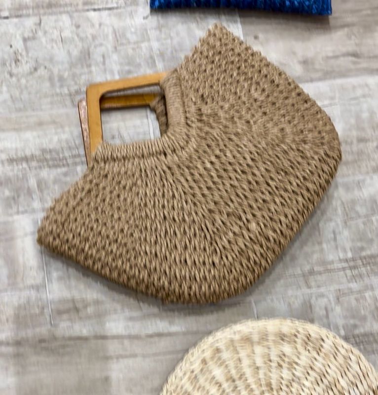 Natural Rope & Wood Handle Handbag