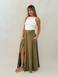 Olive Green Maxi Cargo Skirt