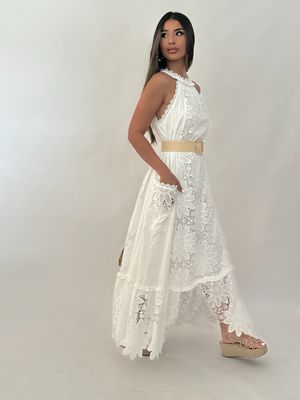 Pure White Lace Maxi Dress