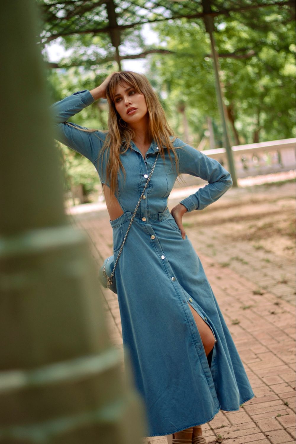 Washed Denim Cut Out Dress