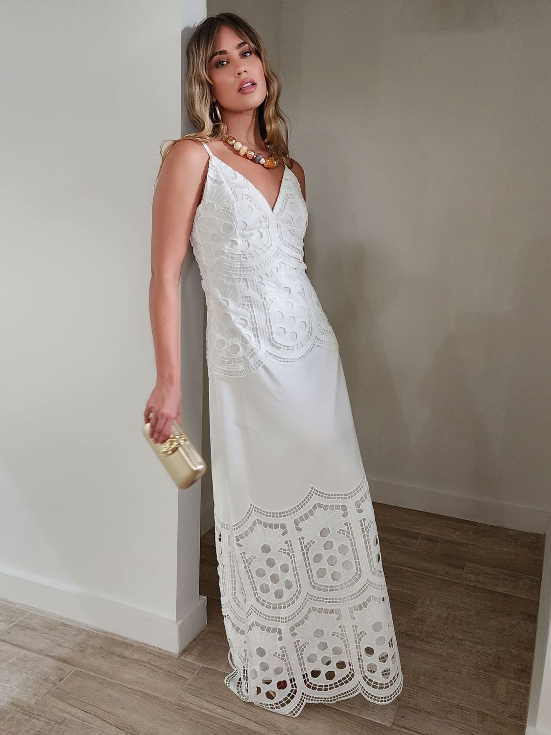 Delicate White Lace Maxi Dress