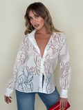 White Sheer flower Blouse