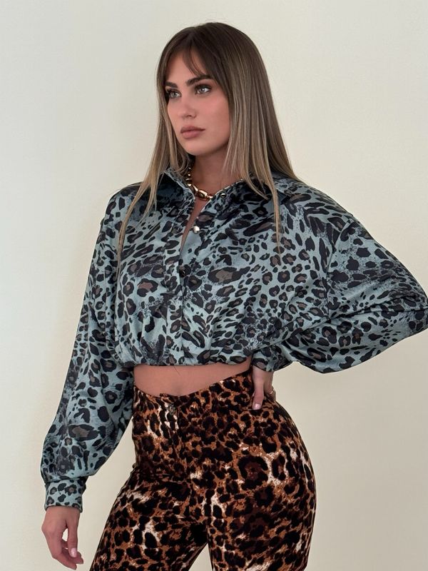 Olive Green Leopard Blouse